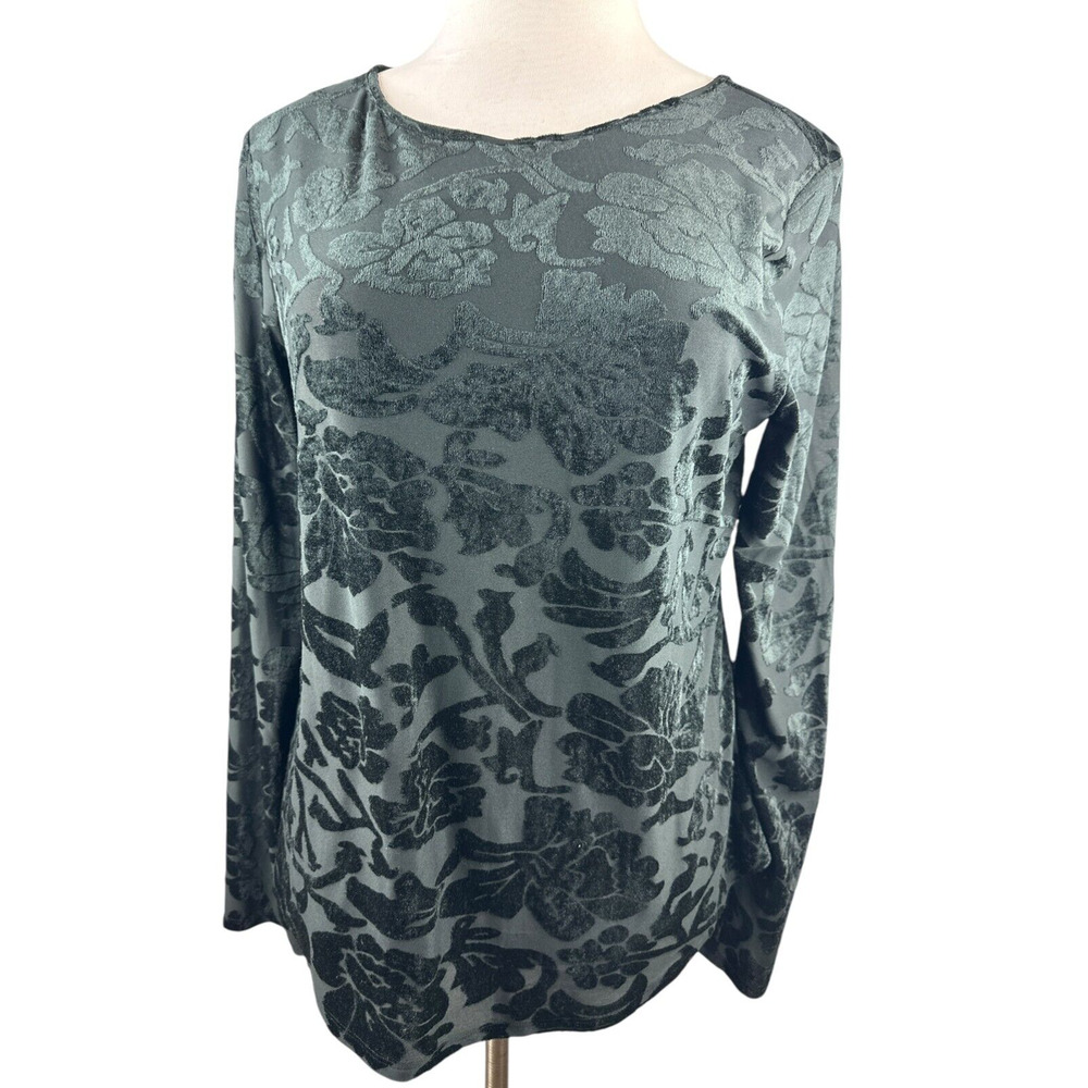 Sundance Bella Grace Floral Velvet Burnout Top Black Long Sleeve Women's Size XL - Picture 15 of 16